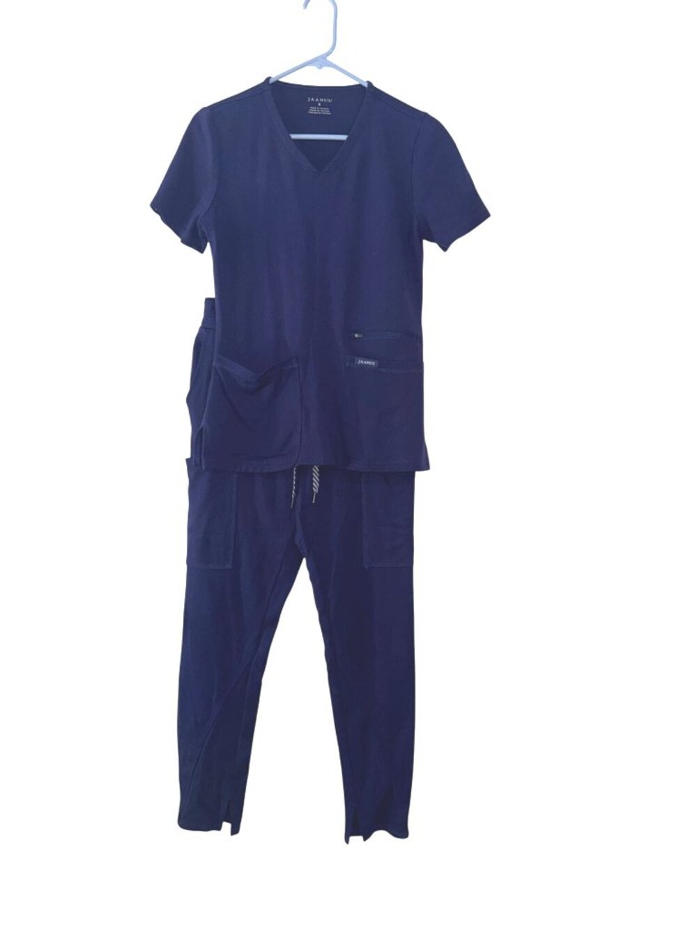 Jaanuu Navy Blue Scrub Set Top & Jogger Pants Size S